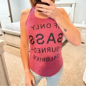 Instant Message Sass/Calories Purple/Black Racerback Tank Top Size Small